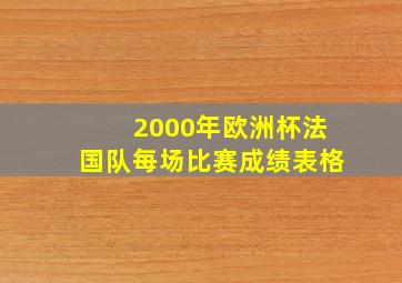 2000年欧洲杯法国队每场比赛成绩表格