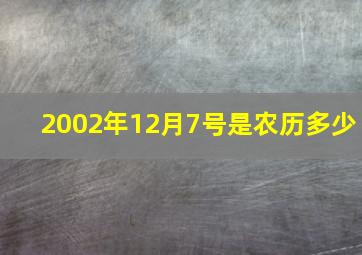 2002年12月7号是农历多少