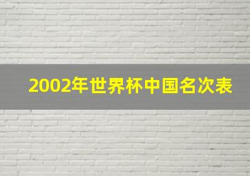 2002年世界杯中国名次表