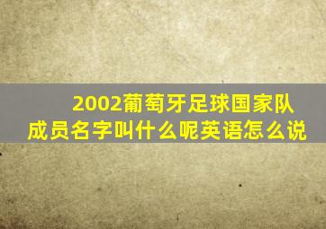 2002葡萄牙足球国家队成员名字叫什么呢英语怎么说