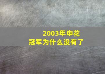 2003年申花冠军为什么没有了