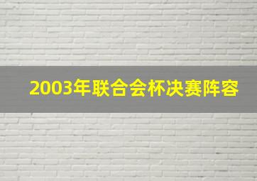 2003年联合会杯决赛阵容