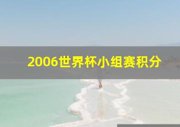 2006世界杯小组赛积分