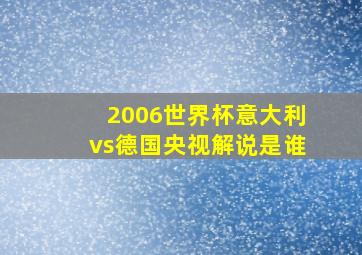 2006世界杯意大利vs德国央视解说是谁