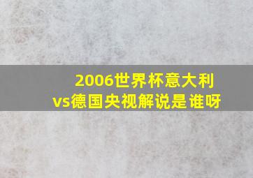 2006世界杯意大利vs德国央视解说是谁呀