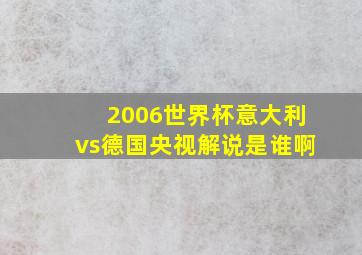 2006世界杯意大利vs德国央视解说是谁啊