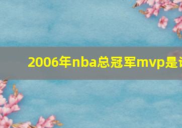 2006年nba总冠军mvp是谁