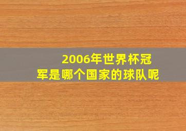 2006年世界杯冠军是哪个国家的球队呢