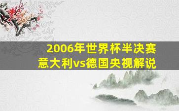 2006年世界杯半决赛意大利vs德国央视解说