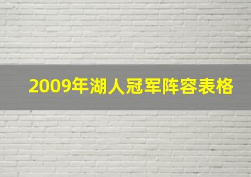 2009年湖人冠军阵容表格