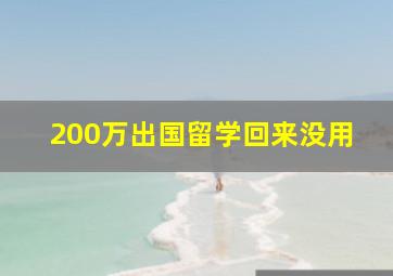 200万出国留学回来没用