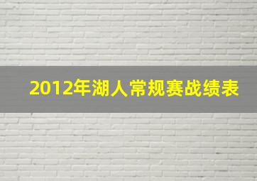 2012年湖人常规赛战绩表