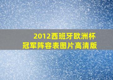 2012西班牙欧洲杯冠军阵容表图片高清版