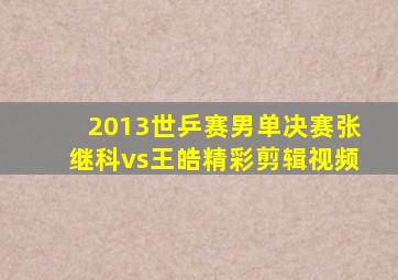 2013世乒赛男单决赛张继科vs王皓精彩剪辑视频