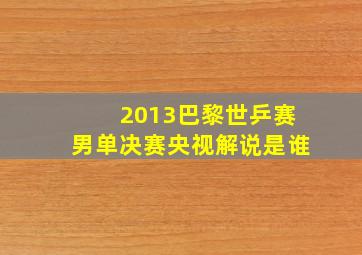 2013巴黎世乒赛男单决赛央视解说是谁