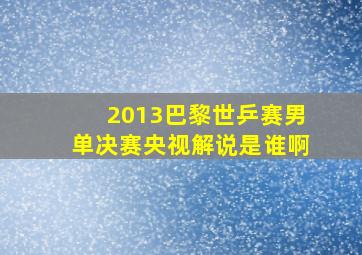 2013巴黎世乒赛男单决赛央视解说是谁啊