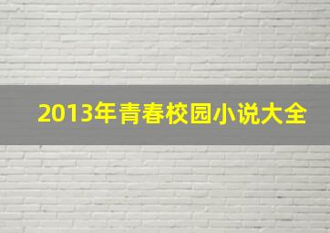 2013年青春校园小说大全