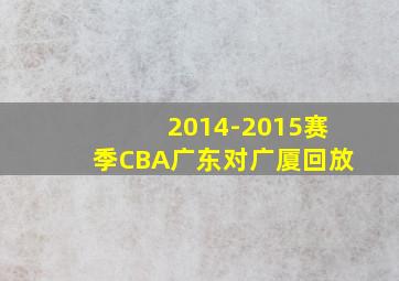 2014-2015赛季CBA广东对广厦回放