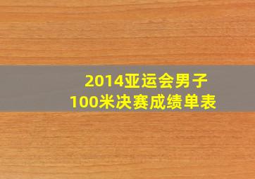 2014亚运会男子100米决赛成绩单表