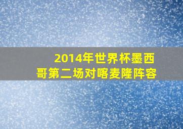 2014年世界杯墨西哥第二场对喀麦隆阵容