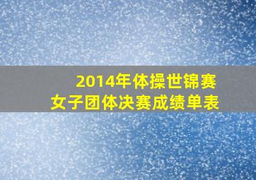 2014年体操世锦赛女子团体决赛成绩单表