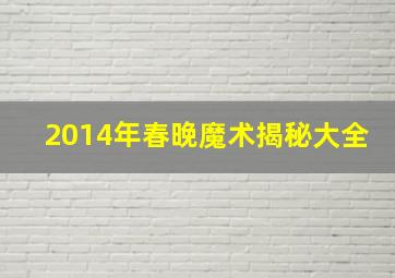 2014年春晚魔术揭秘大全