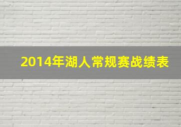 2014年湖人常规赛战绩表