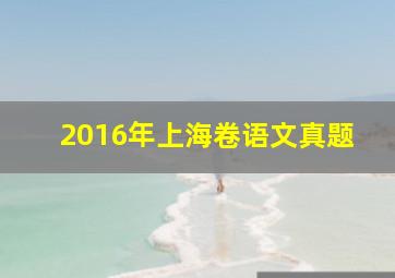 2016年上海卷语文真题