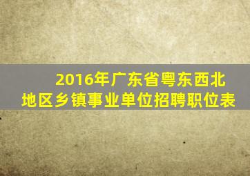 2016年广东省粤东西北地区乡镇事业单位招聘职位表