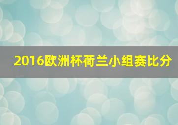 2016欧洲杯荷兰小组赛比分