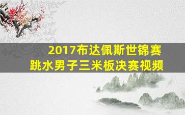 2017布达佩斯世锦赛跳水男子三米板决赛视频