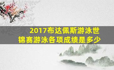 2017布达佩斯游泳世锦赛游泳各项成绩是多少