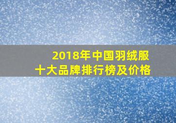 2018年中国羽绒服十大品牌排行榜及价格