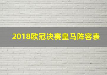 2018欧冠决赛皇马阵容表