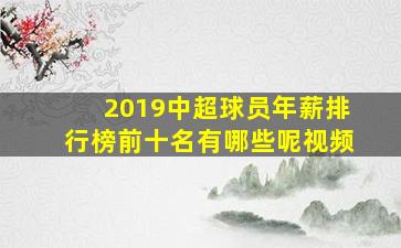 2019中超球员年薪排行榜前十名有哪些呢视频