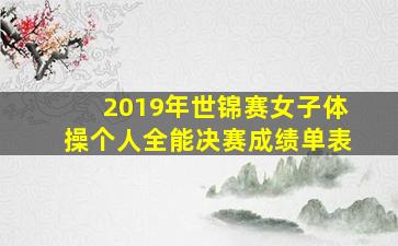 2019年世锦赛女子体操个人全能决赛成绩单表