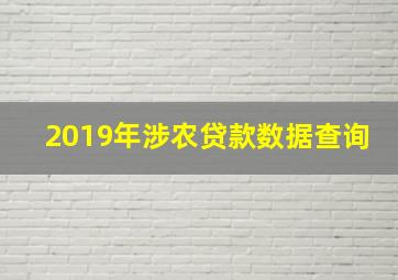 2019年涉农贷款数据查询