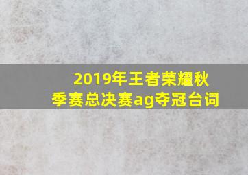 2019年王者荣耀秋季赛总决赛ag夺冠台词