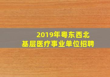 2019年粤东西北基层医疗事业单位招聘