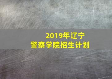 2019年辽宁警察学院招生计划