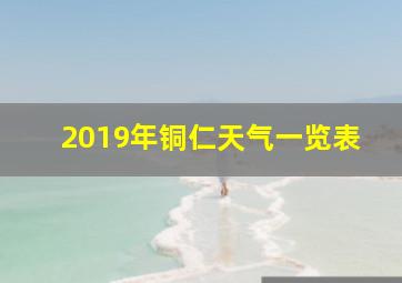 2019年铜仁天气一览表