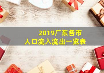 2019广东各市人口流入流出一览表