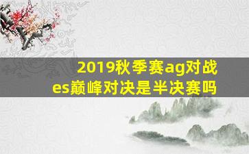 2019秋季赛ag对战es巅峰对决是半决赛吗