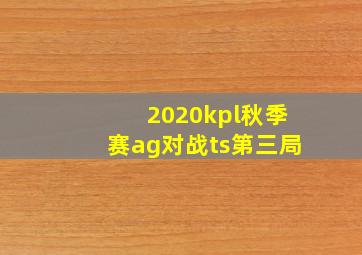 2020kpl秋季赛ag对战ts第三局