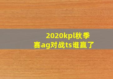 2020kpl秋季赛ag对战ts谁赢了