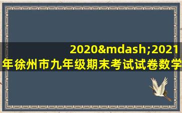 2020—2021年徐州市九年级期末考试试卷数学