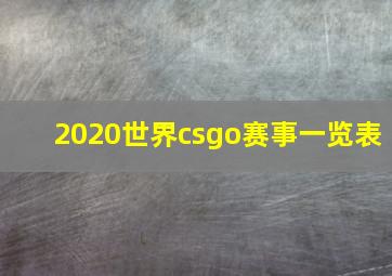 2020世界csgo赛事一览表