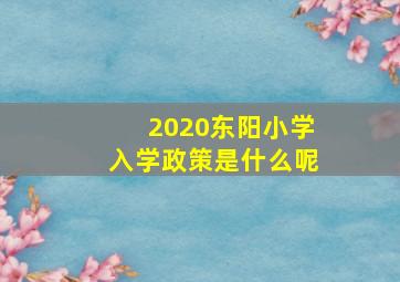 2020东阳小学入学政策是什么呢