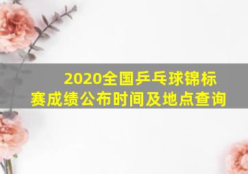 2020全国乒乓球锦标赛成绩公布时间及地点查询