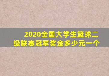 2020全国大学生篮球二级联赛冠军奖金多少元一个